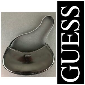 Guess black patent leather small half-moon or crescent moon purse.